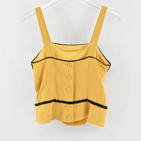 Vtg Nolan Miller Wool Beaded Jacket Tank Set Size 8 Yellow Retro Glam Hong Kong - Picture 13 of 16
